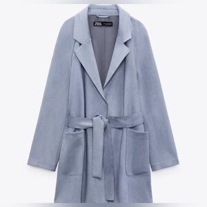 Zara faux suede belted jacket, relaxed fit